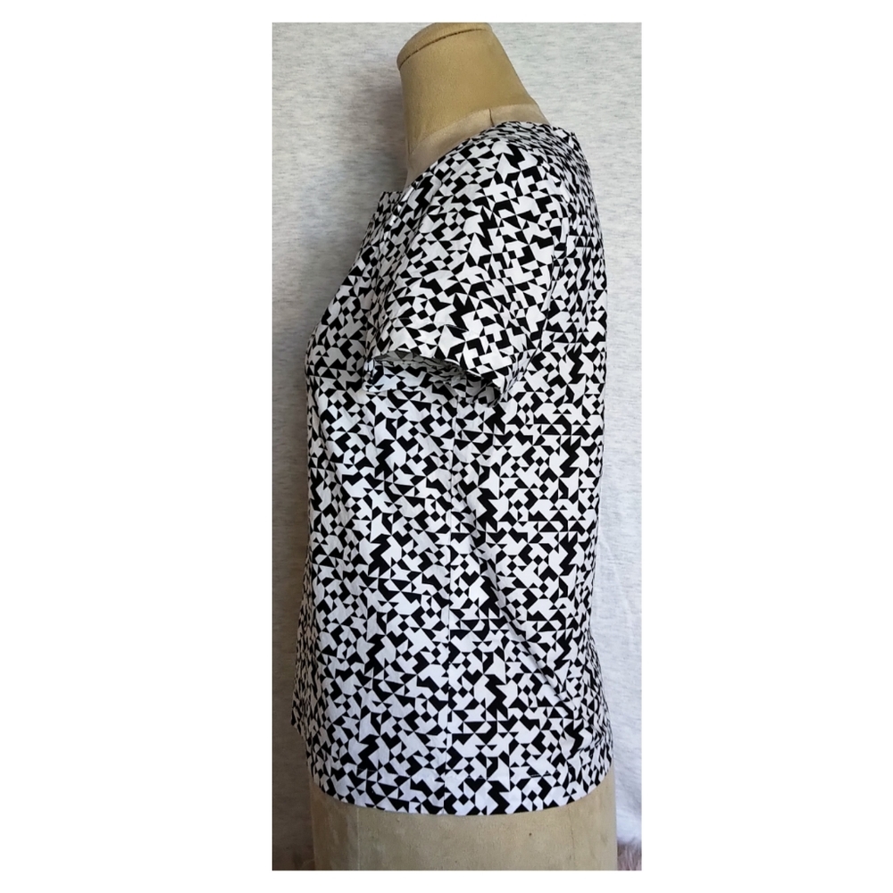 Kate Spade Saturday Geometric Print Short Sleeve Top - Picture 3 of 6